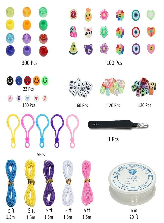 LIS HEGENSA 1000 Pcs DIY Childrens Crafts Beads Friendship Bracelet Kit, with Pony Beads Letter Beads and Bracelet Making Kit, Colorful Charms, Used for Custom Necklace Bracelets and Jewelry Decor - Image 3